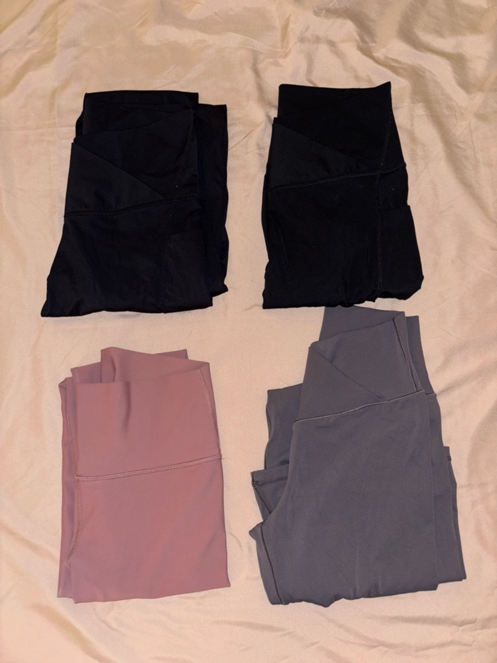 4-Pack Active Leggings Set - Black, Mauve, Slate Gray